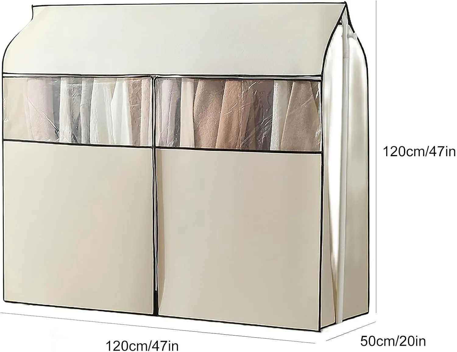 Garment Rack Cover, Washable Clothes Rack Cover Garment Bag for Closet Storage with Clear Window,Suitable for Suits, Dresses, Coats(Pink,120x50x120cm/47x20x47in)