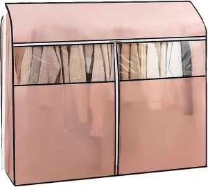 Garment Rack Cover, Washable Clothes Rack Cover Garment Bag for Closet Storage with Clear Window,Suitable for Suits, Dresses, Coats(Pink,120x50x120cm/47x20x47in)