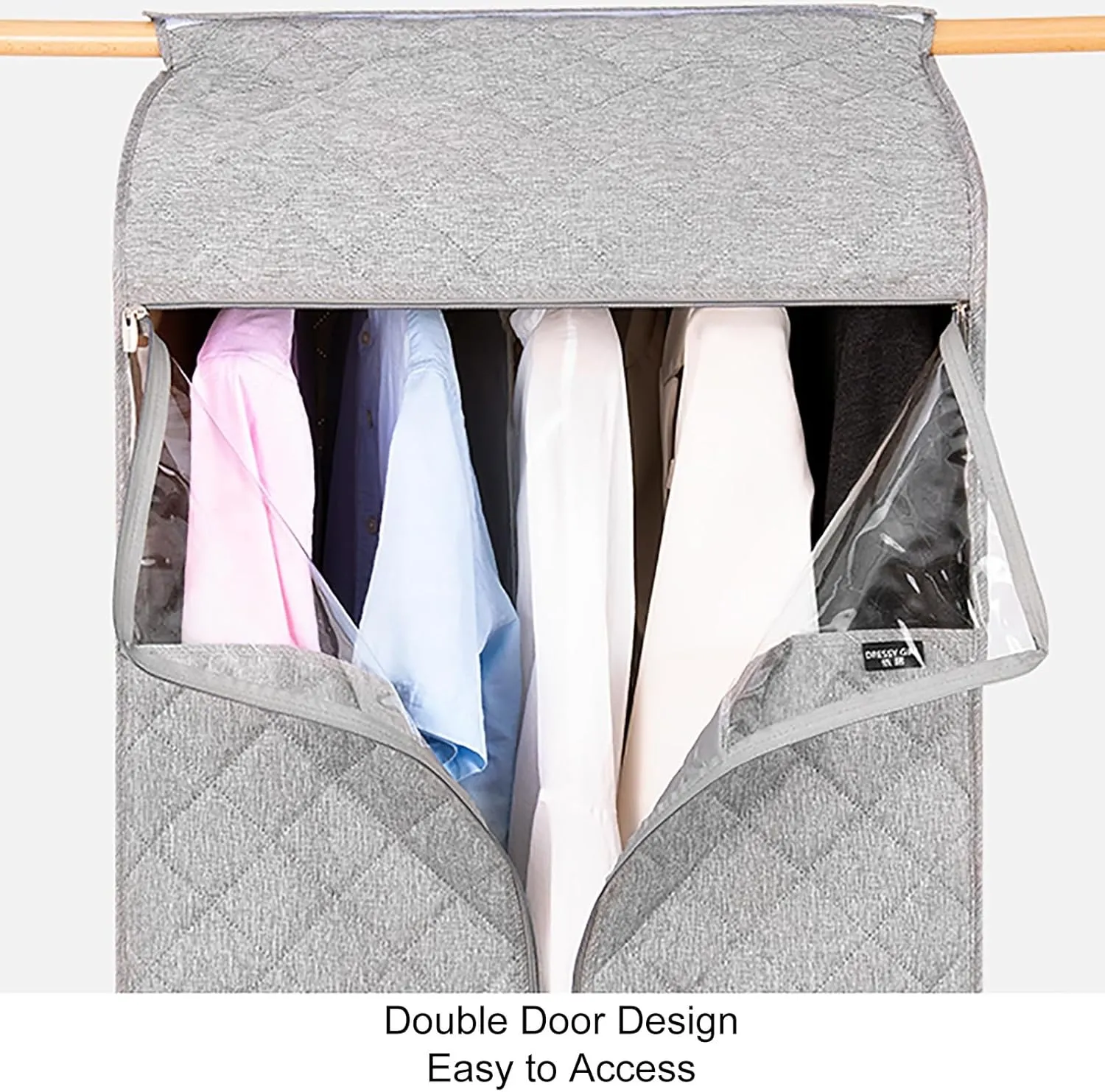 Garment Rack Cover with Clear Window, Hanging Garment Bags for Closet Storage, Clothing Rack Cover, Coat Protector, Oxford Fabrics(Gray,11x20x39in/29x52x100cm)