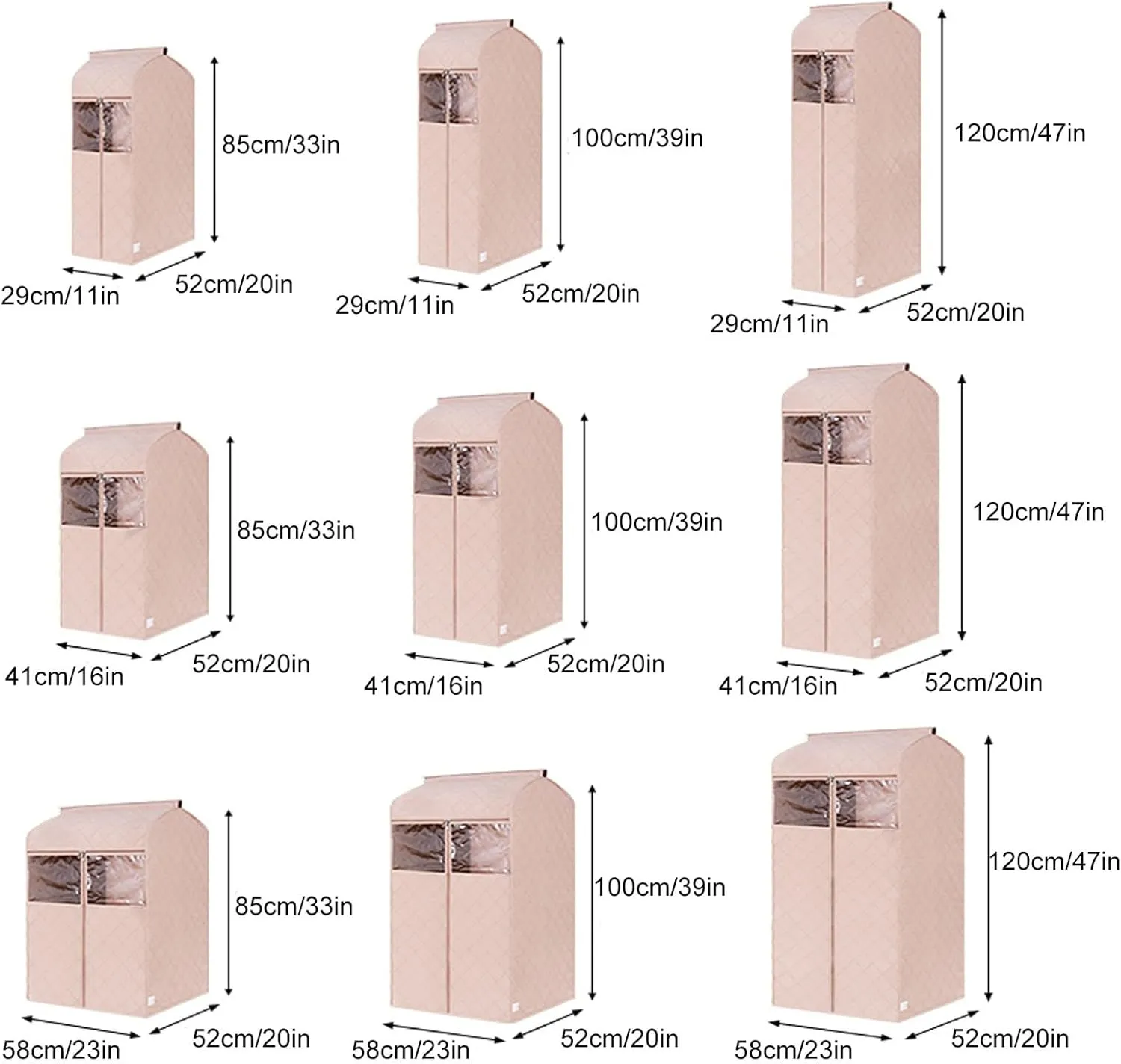 Garment Rack Cover with Clear Window, Hanging Garment Bags for Closet Storage, Clothing Rack Cover, Coat Protector, Oxford Fabrics(Gray,11x20x39in/29x52x100cm)