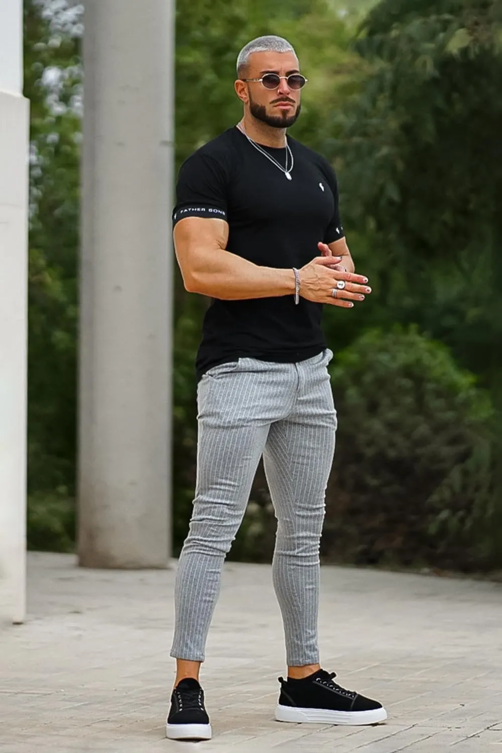 GINGTTO Mens Chino Pants Slim Fit Stretch Pinstripe Pants Men Dress