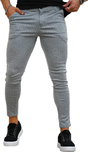 GINGTTO Mens Chino Pants Slim Fit Stretch Pinstripe Pants Men Dress