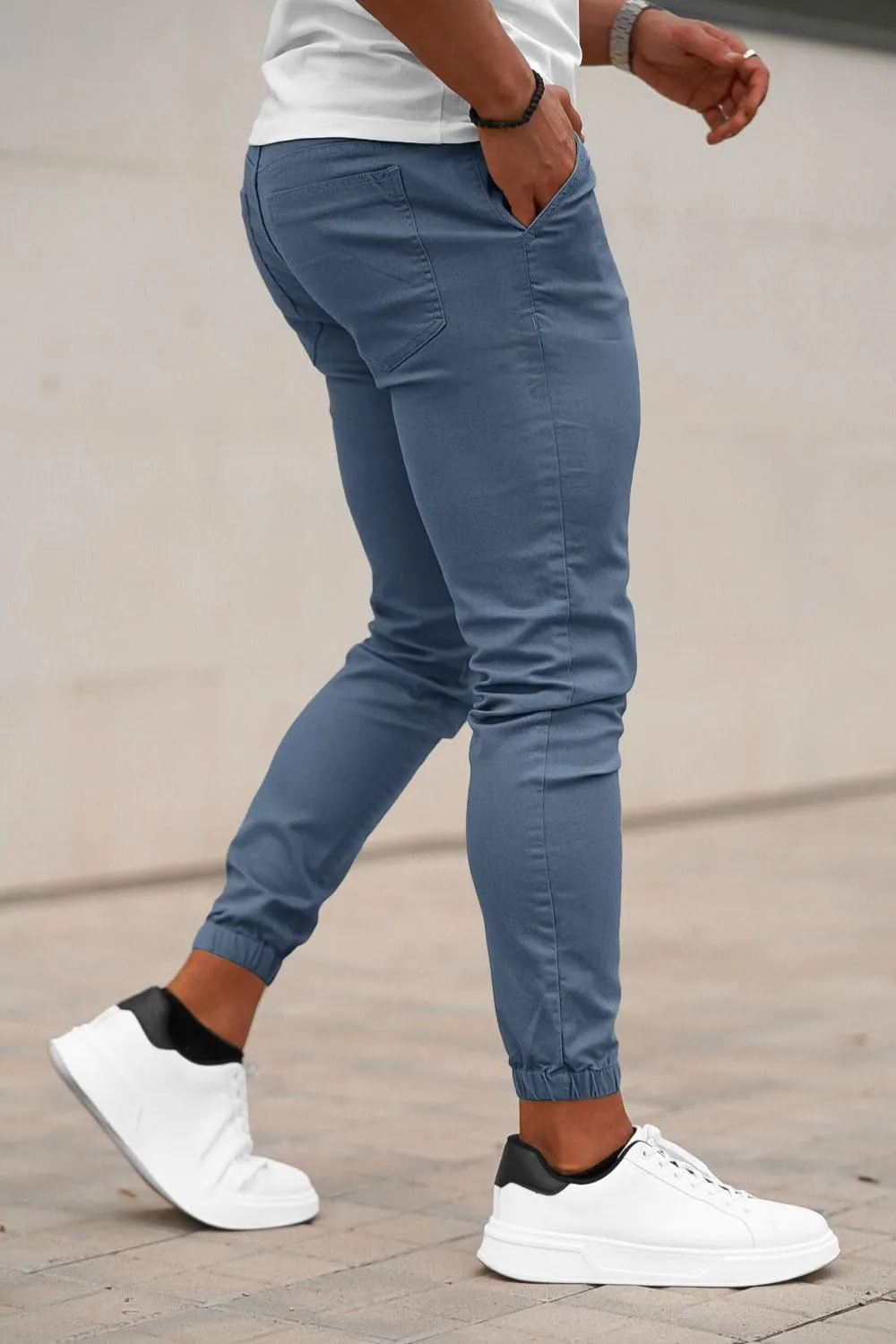 GINGTTO Mens Slim Fit Joggers Short Length Fitted Stretch Pants Elastic Waist Drawstring Tapered Leg
