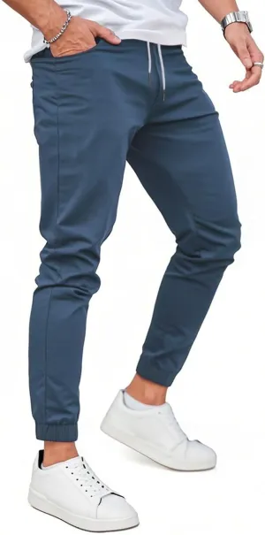 GINGTTO Mens Slim Fit Joggers Short Length Fitted Stretch Pants Elastic Waist Drawstring Tapered Leg