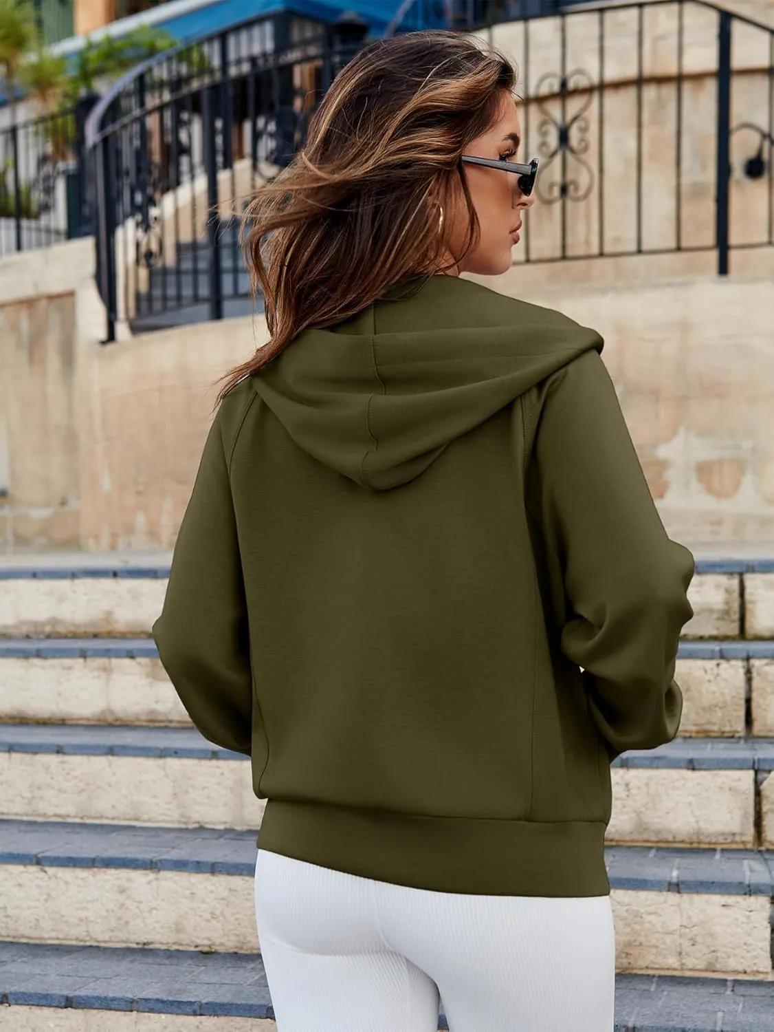 Glamaker Womens Zip Up Sweatshirt Casual Lightweight Hoodies Hooded Workout Jackets Fall Outfits 2024 with Pockets