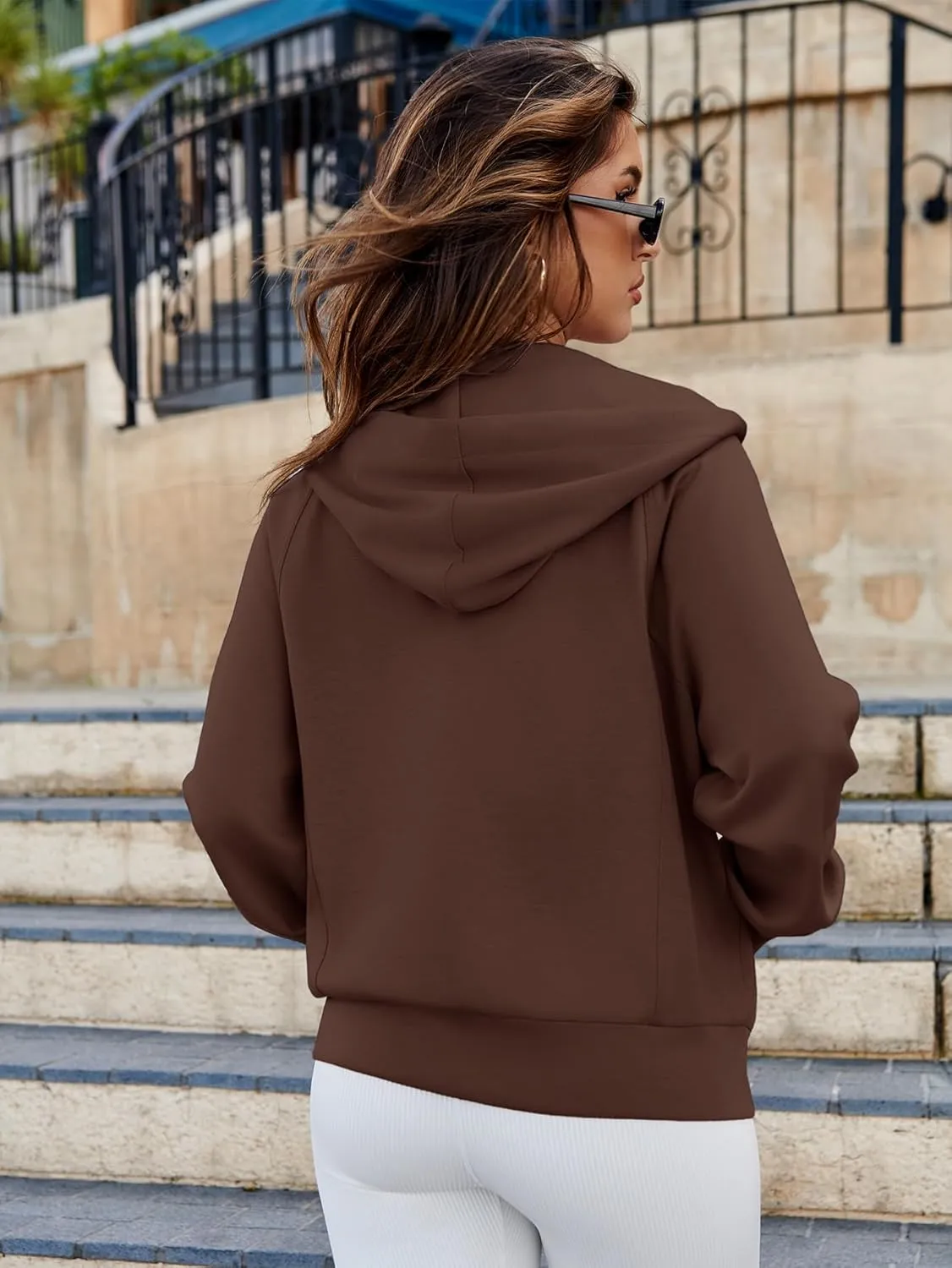 Glamaker Womens Zip Up Sweatshirt Casual Lightweight Hoodies Hooded Workout Jackets Fall Outfits 2024 with Pockets