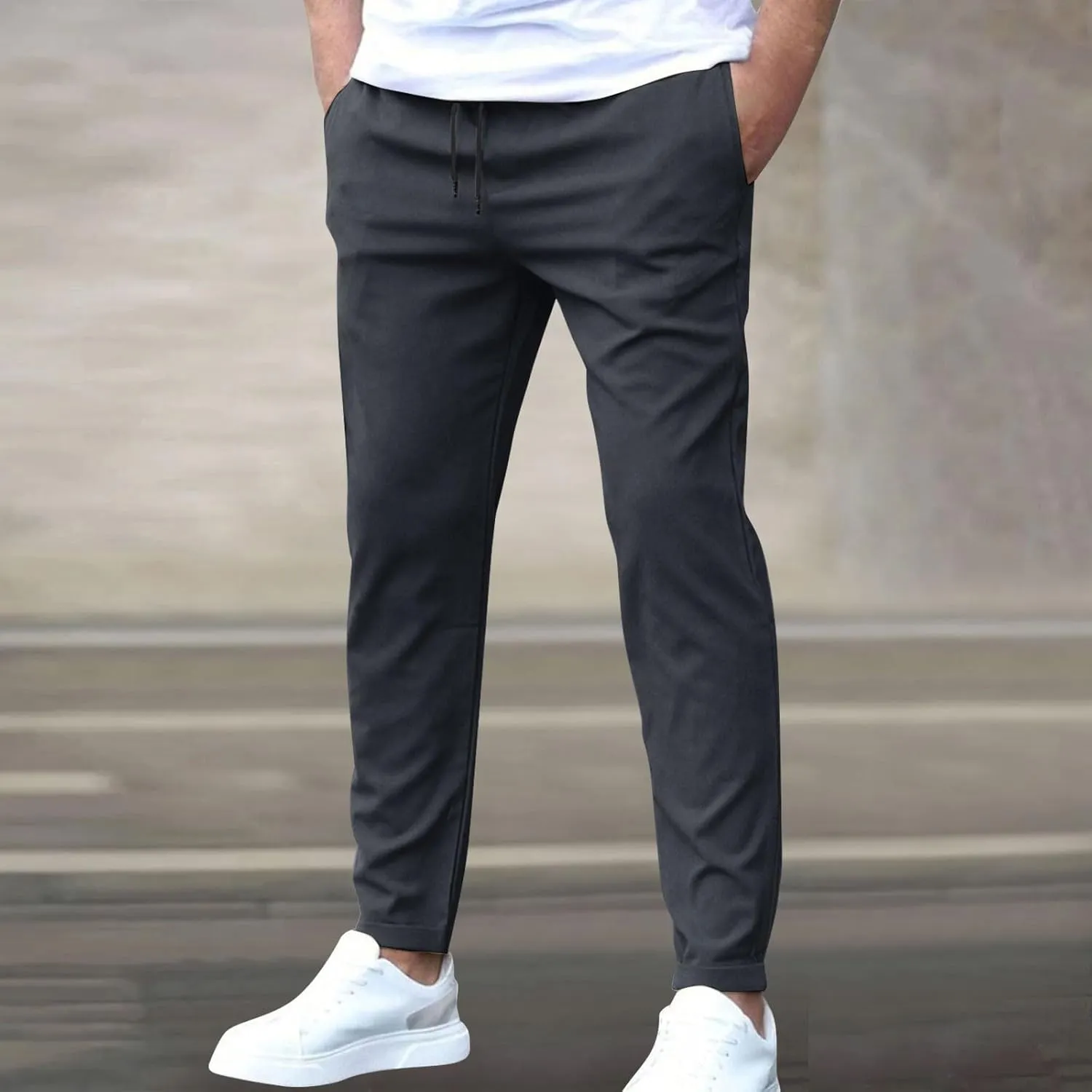 Golf Joggers Pants Men Slim Fit Elastic Waist Casual Pants Drawstring Stretch Tapered Pant with Pockets Casual Joggers