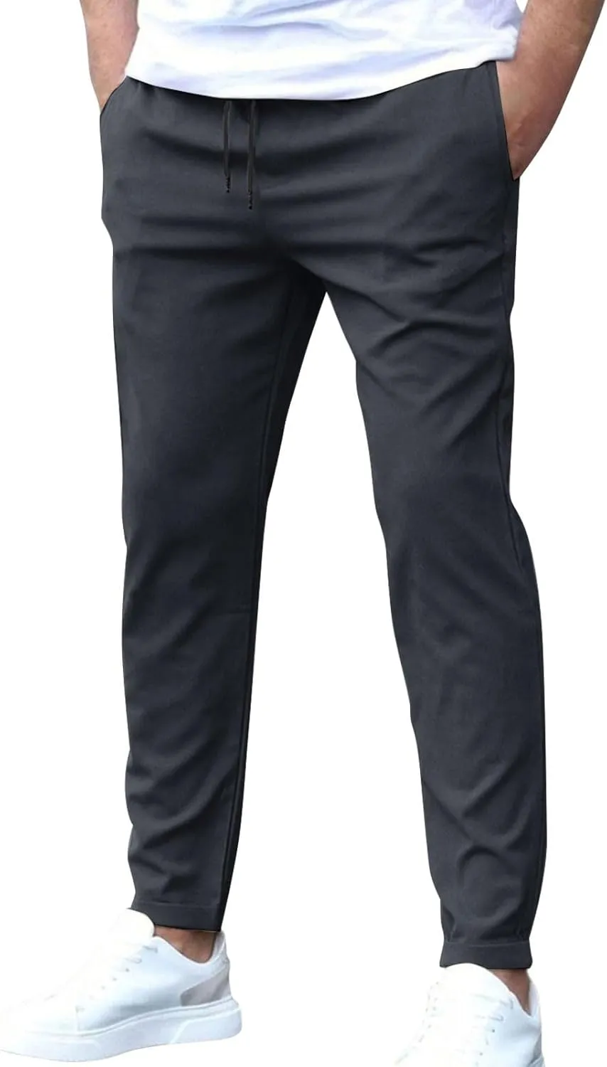Golf Joggers Pants Men Slim Fit Elastic Waist Casual Pants Drawstring Stretch Tapered Pant with Pockets Casual Joggers