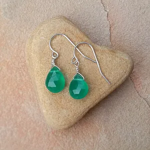 Green Chalcedony Drop Earrings - Rubarb Jewelry