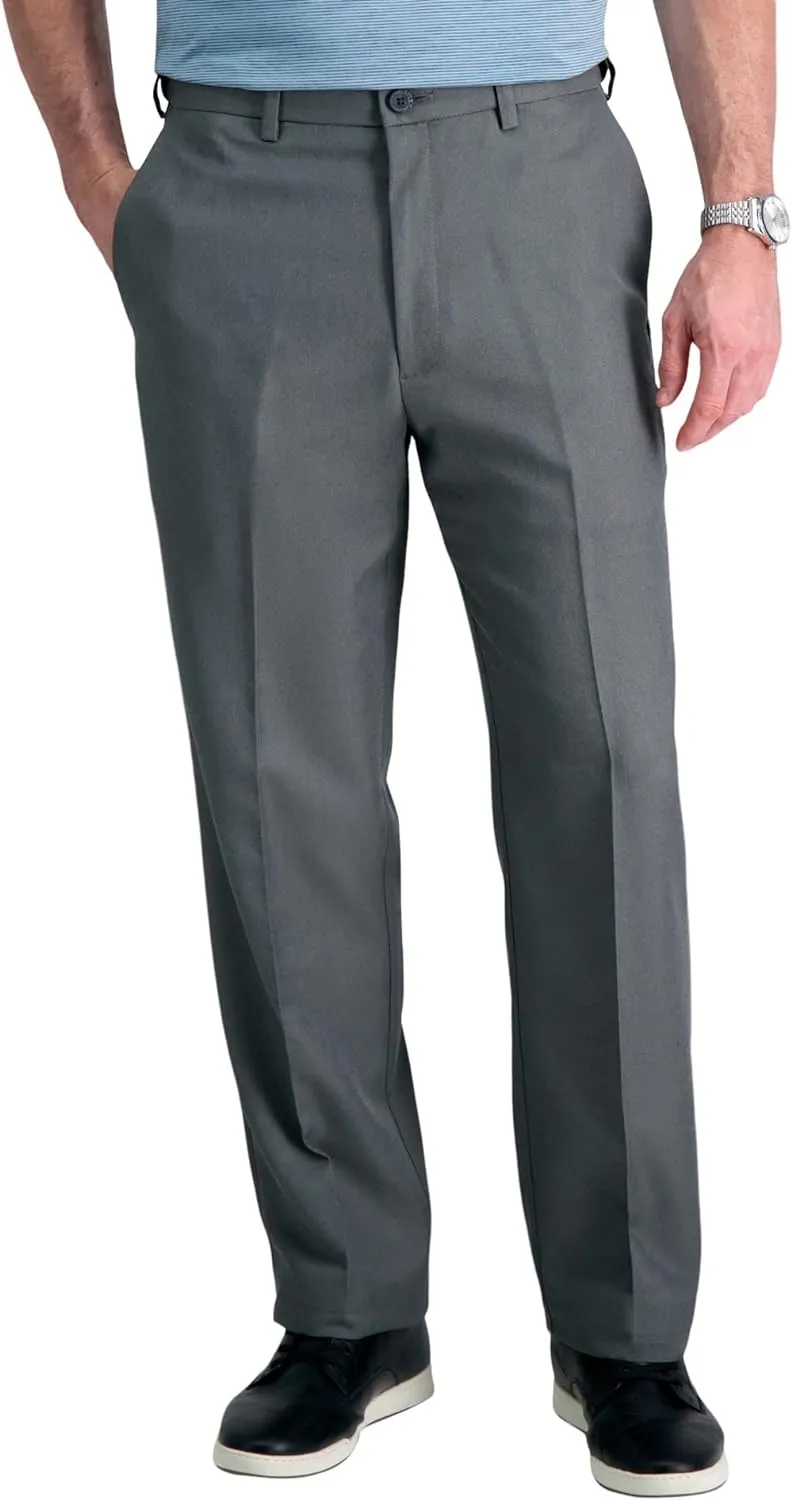 Haggar Men's Cool 18 Classic Fit Flat Front Hidden Expandable Waistband Casual Pant