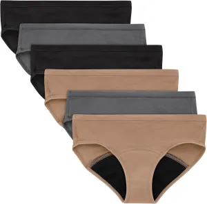 Hanes Girls' Comfort, Period. Boys'hort & Hipster Period Underwear, Moderate Protection, Multi-Pack