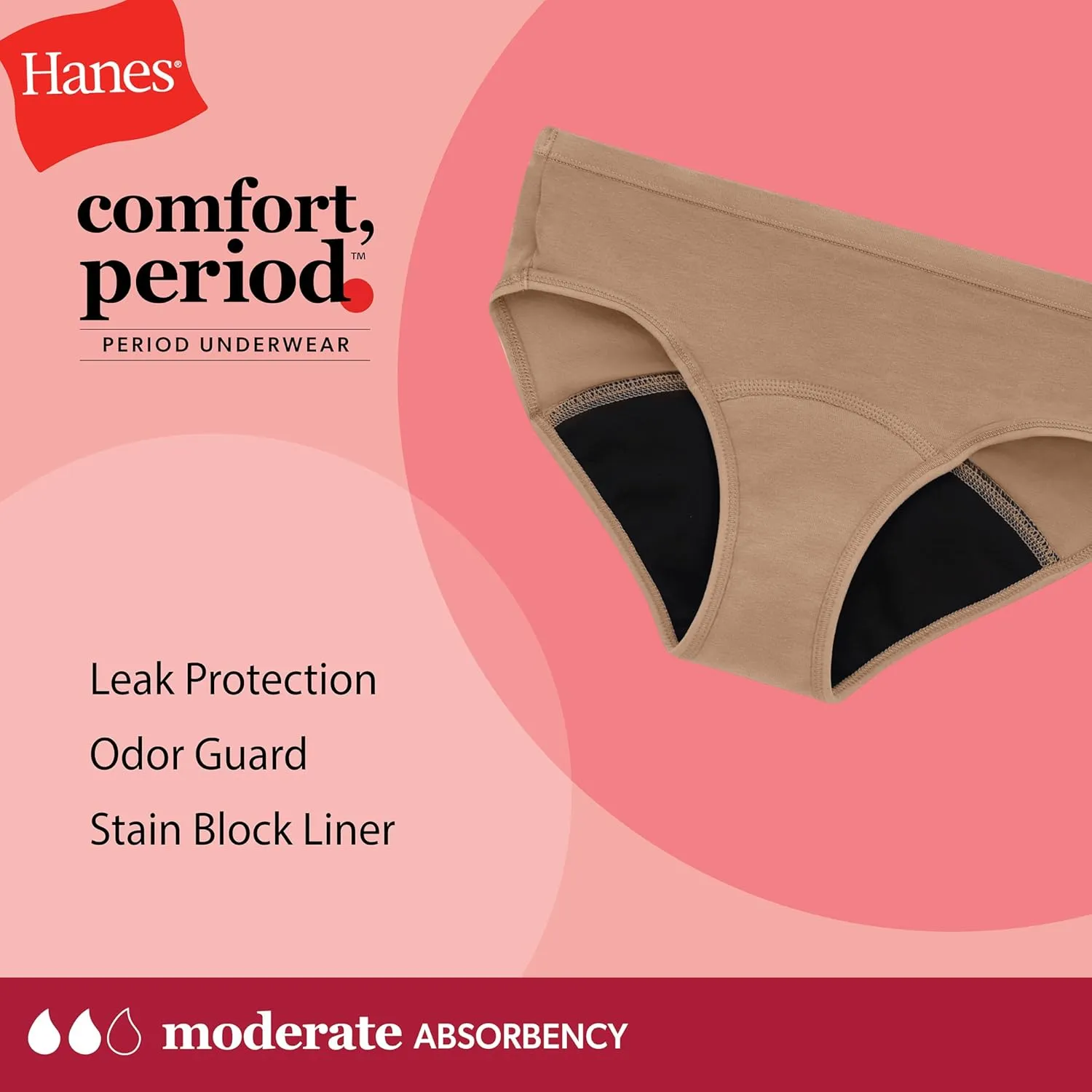 Hanes Girls' Comfort, Period. Boys'hort & Hipster Period Underwear, Moderate Protection, Multi-Pack