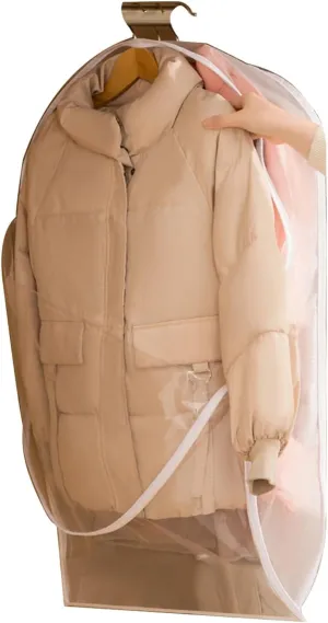 Hanging Garment Bag, Clothes Cover, Side Zipper Design, Large Transparent Window, Suitable for Down Jackets, Coats, Winter Thick Clothes(60x110x15cm x43x6in)