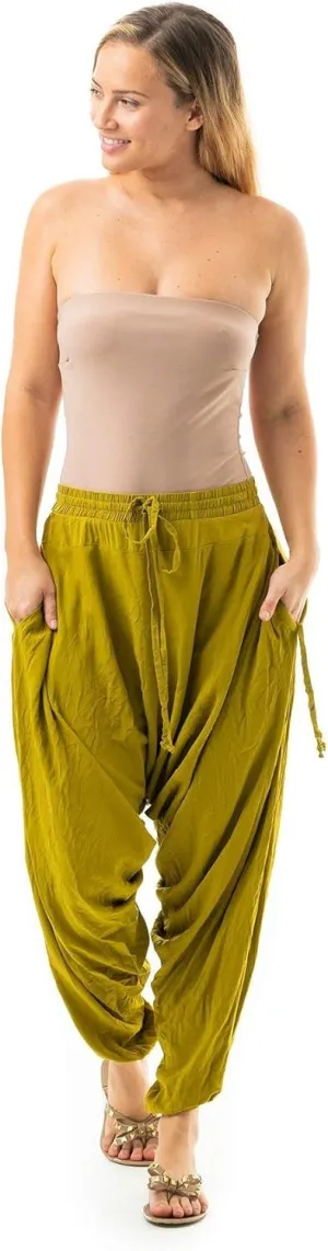 Harem Boho Cotton Summer Pants for Women, Loose Lightweight Pants for Women with Pockets, Womens Casual Beach and Yoga Pants