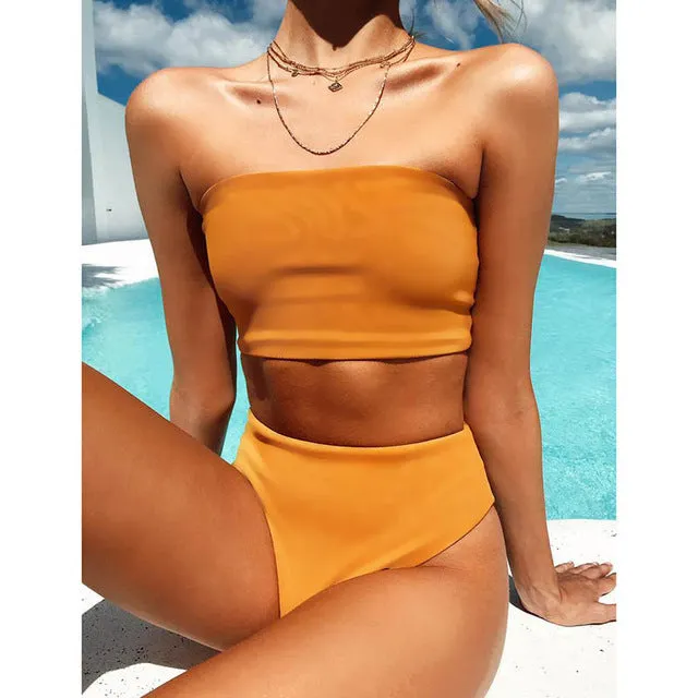 High Leg Bandeau bikini set