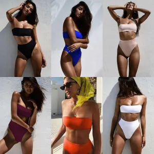 High Leg Bandeau bikini set