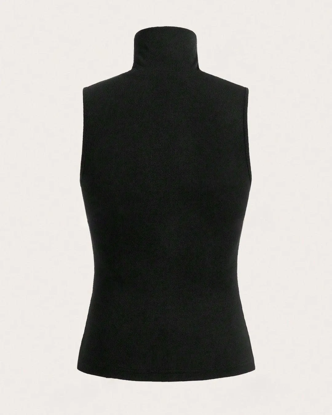High Neck All-Match Women Tank Top In Black