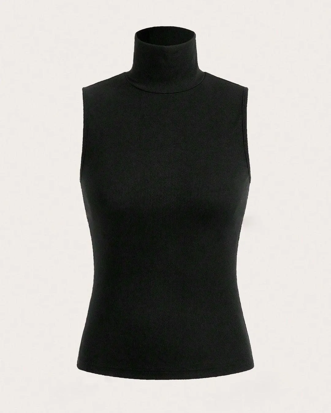 High Neck All-Match Women Tank Top In Black