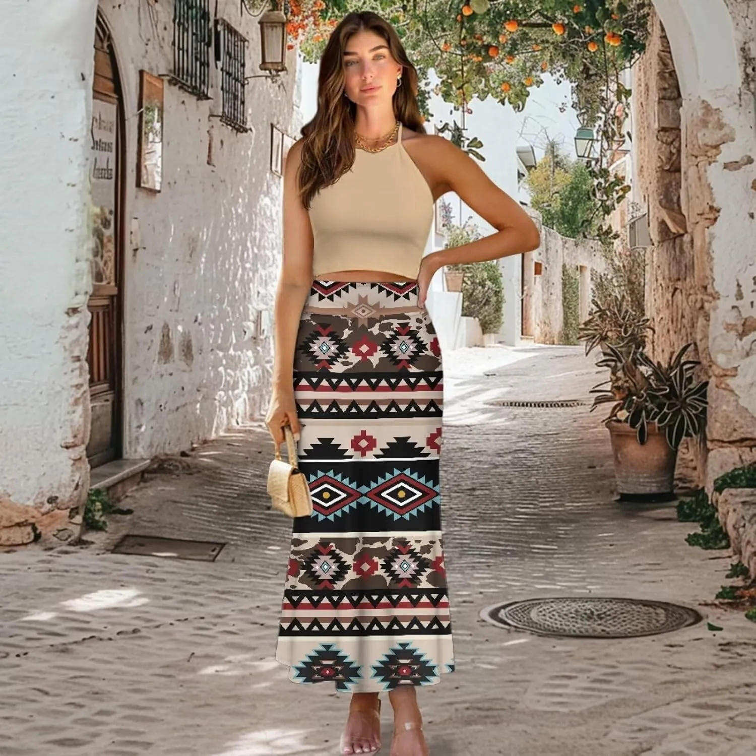 High Waisted Maxi Skirt Casual Pencil Skirt A-Line Flared Maxi Skirts Spring Summer Long Skirts for Women