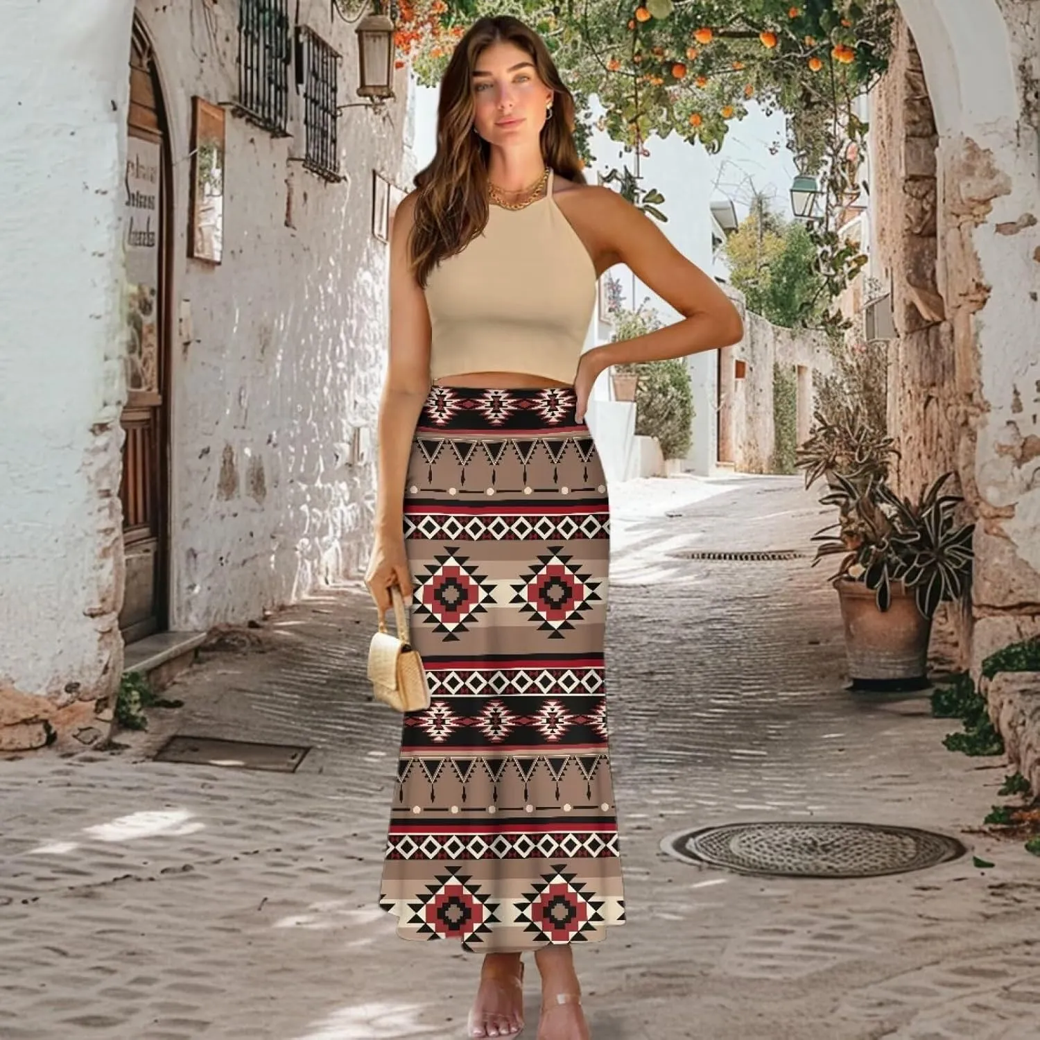 High Waisted Maxi Skirt Casual Pencil Skirt A-Line Flared Maxi Skirts Spring Summer Long Skirts for Women