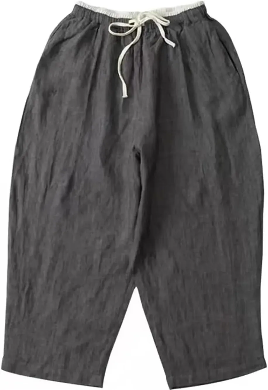 Hndudnff Women Summer High Waist Drawstring Trousers Casual Loose Patchwork Wide Leg Harem Pants