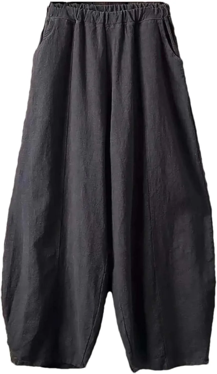 Hndudnff Womens Summer Loose-Fitting Wide Leg Bloomers Harem Pant Solid High Waisted Cotton Trousers