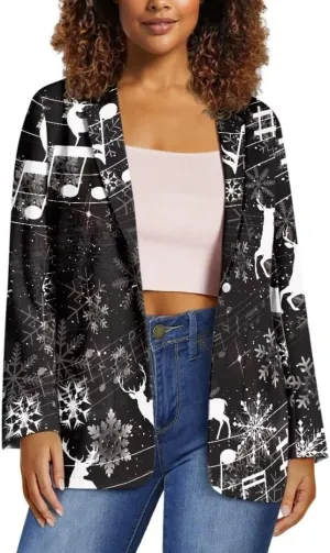 Horeset American Flag Bald Eagle Women's Graphic Print Blazer Button Open Front Long Sleeve Jacket