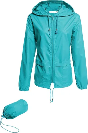 Hount Women's Lightweight Hooded Raincoat Waterproof Packable Active Outdoor Rain Jacket (S-3XL)