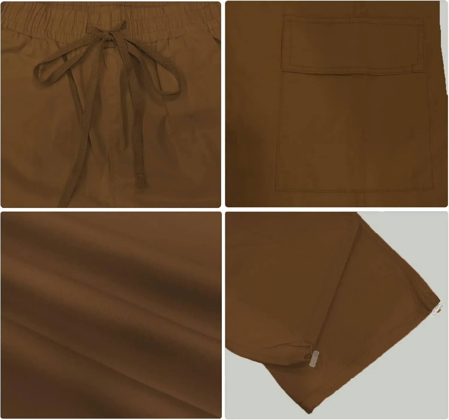 HVEPUO Womens High Waist Cargo Pants Y2K Wide Leg Cotton Baggy Hiking Pants Lightweight Elastic Waist Trousers with Pockets