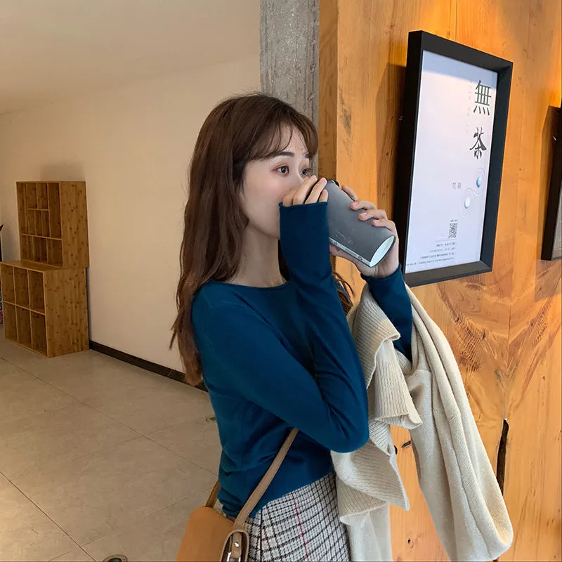 insSolid Colored Minimalist Lazy Folded Knitted Matching Sweater Women Korean Student All-Matching Outerwear