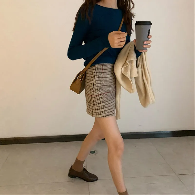 insSolid Colored Minimalist Lazy Folded Knitted Matching Sweater Women Korean Student All-Matching Outerwear