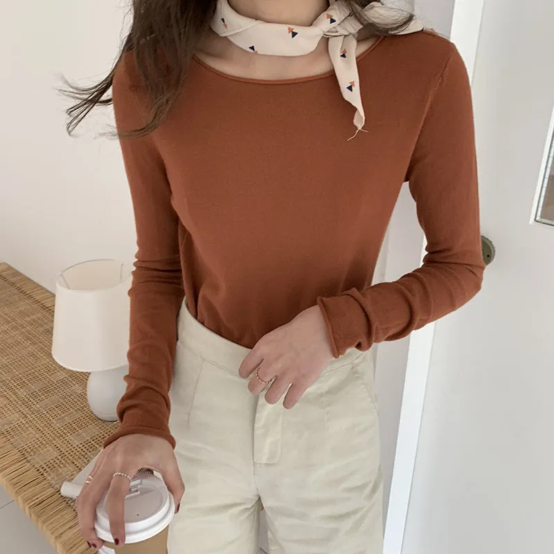 insSolid Colored Minimalist Lazy Folded Knitted Matching Sweater Women Korean Student All-Matching Outerwear