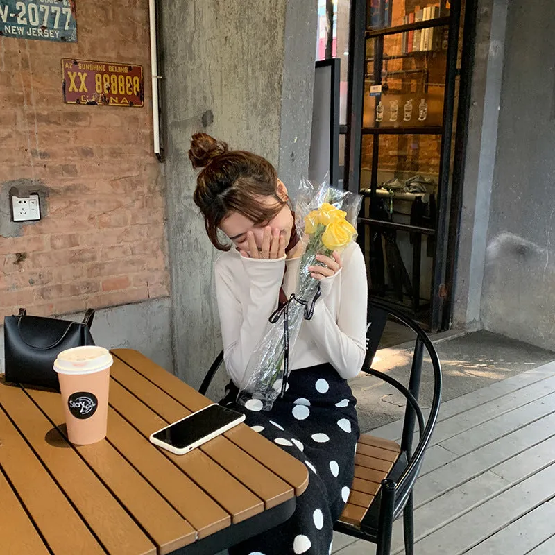insSolid Colored Minimalist Lazy Folded Knitted Matching Sweater Women Korean Student All-Matching Outerwear
