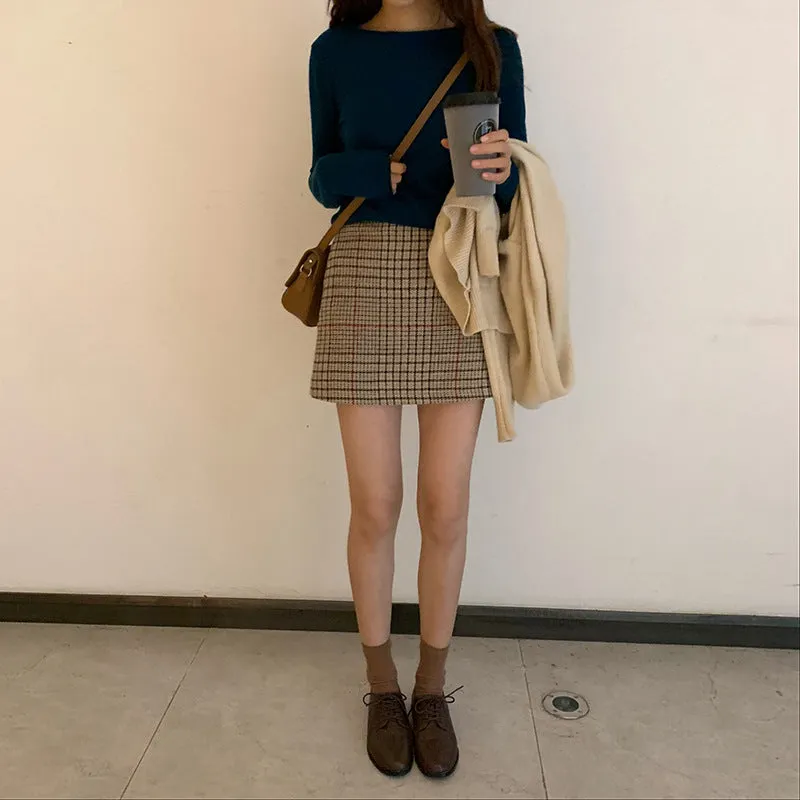 insSolid Colored Minimalist Lazy Folded Knitted Matching Sweater Women Korean Student All-Matching Outerwear