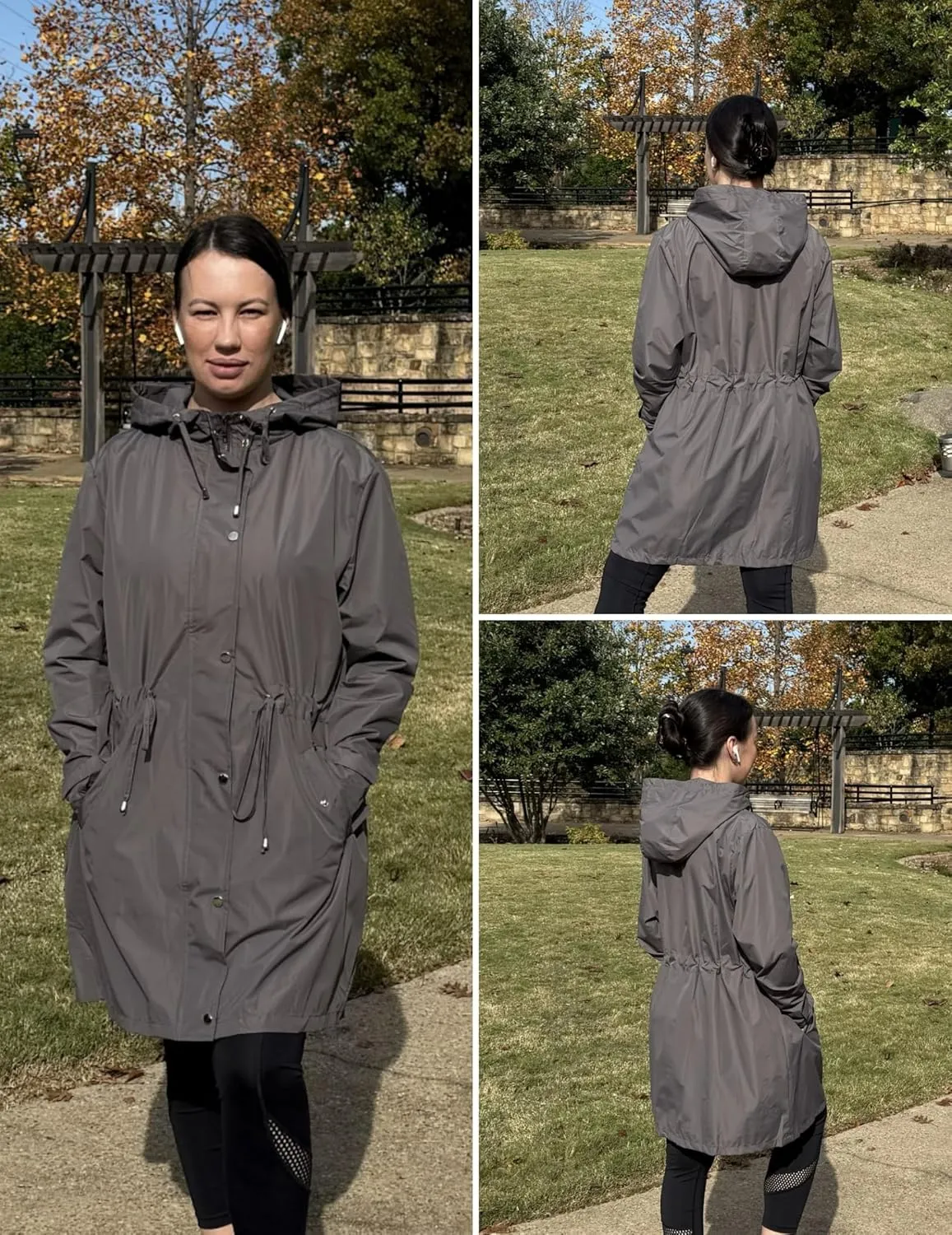 IN'VOLAND Plus Size Rain Jackets For Women Waterproof Rain Coats with Hood Lightweight Windbreaker Outdoor Trench Coat