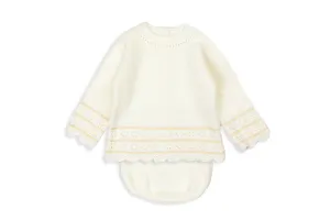 Ivory  & Beige Knit Baby Shorts Set