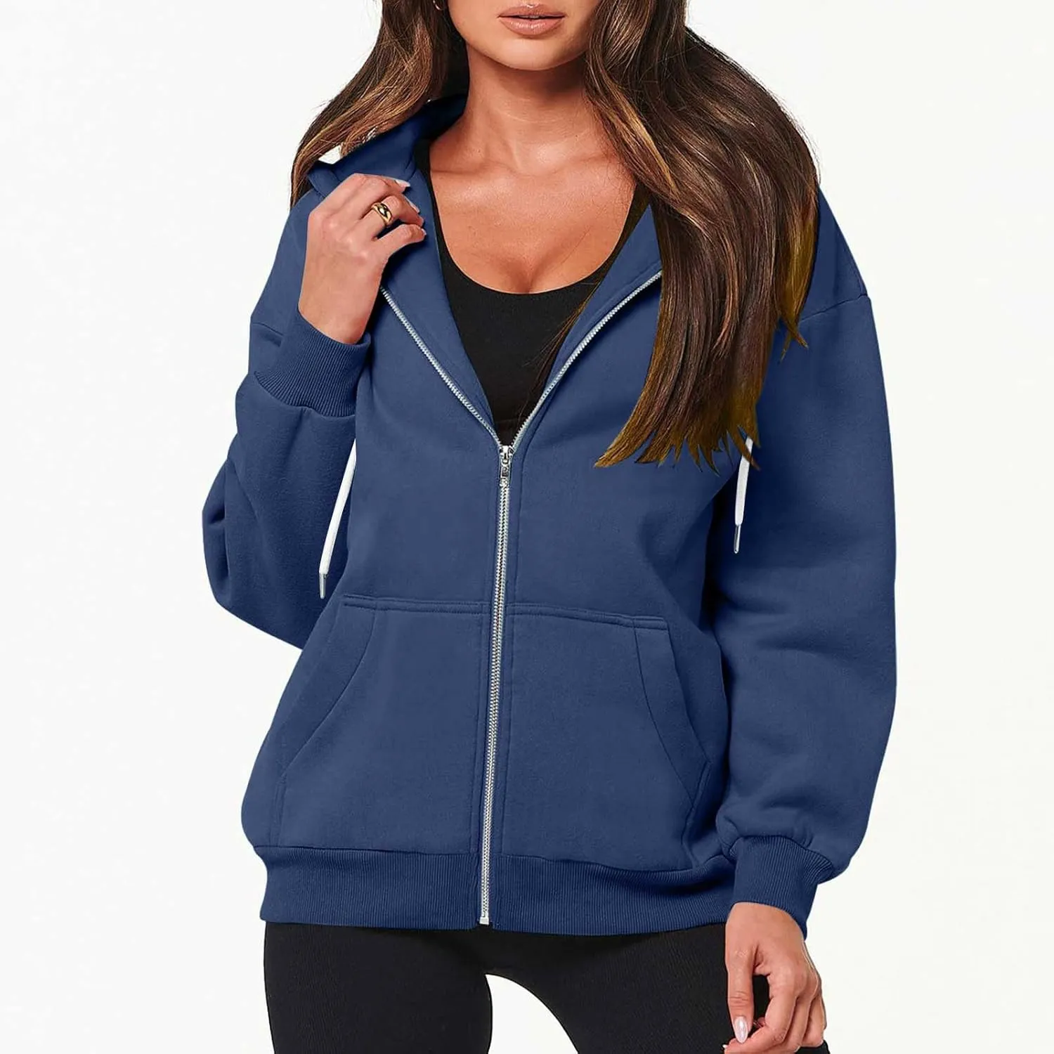 Jackets for Women Zip Up Hoodies Long Sleeve Lightweight Sweatshirts Oversized Loose Fit Athletic Outfit With Pockets