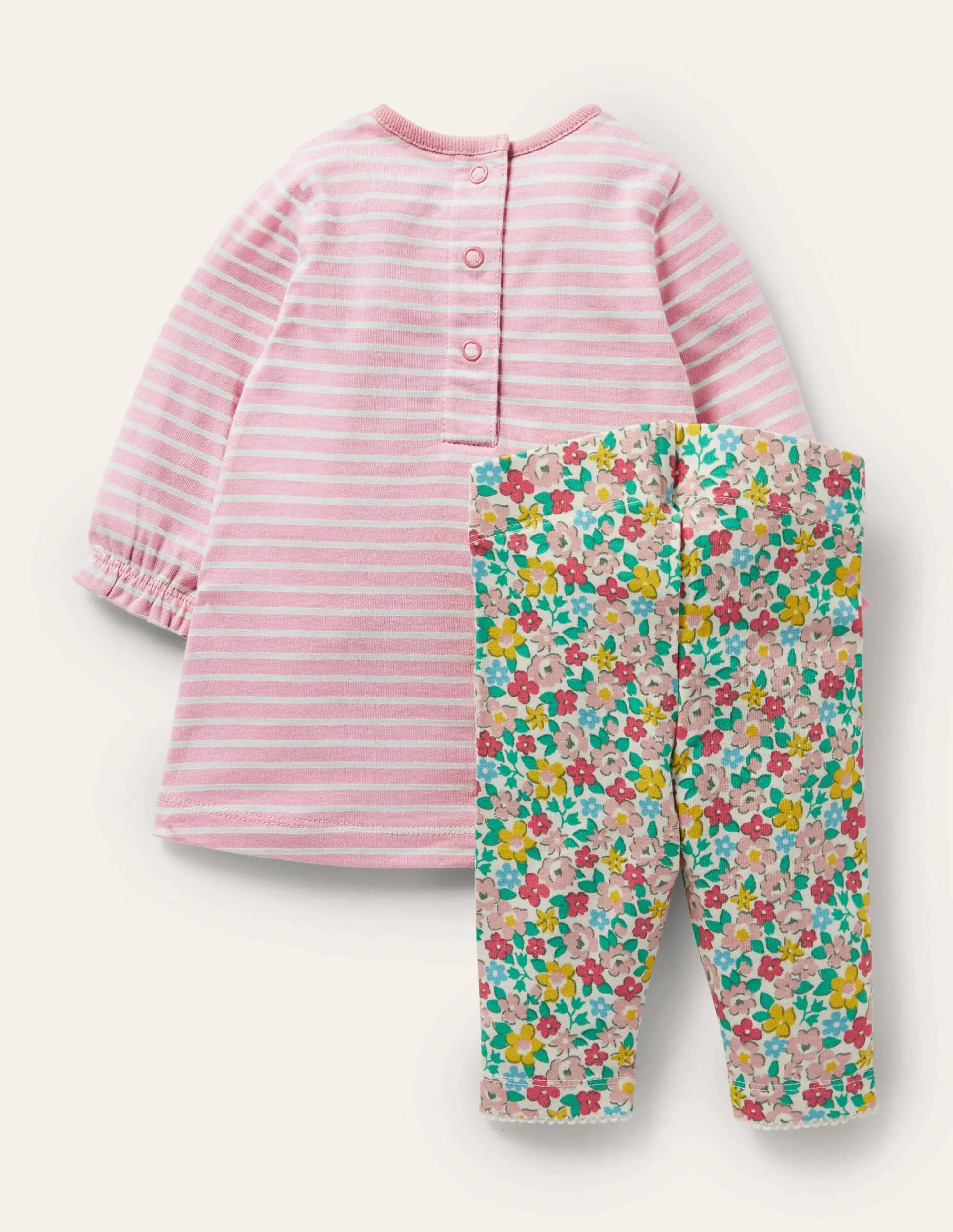 Jersey Dress and Legging Set-Boto Pink Spring Floral Horses