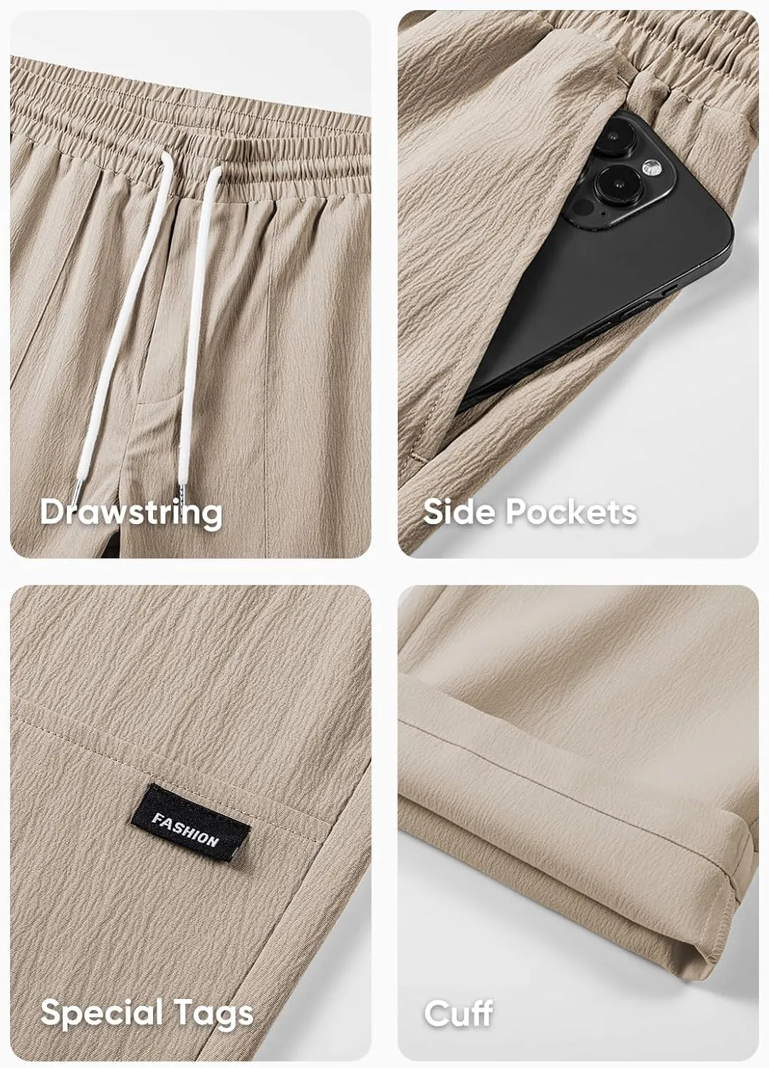 JMIERR Mens Casual Lightweight Pants Stretch Elastic Waist Drawstring Jogging Sweatpants Pants
