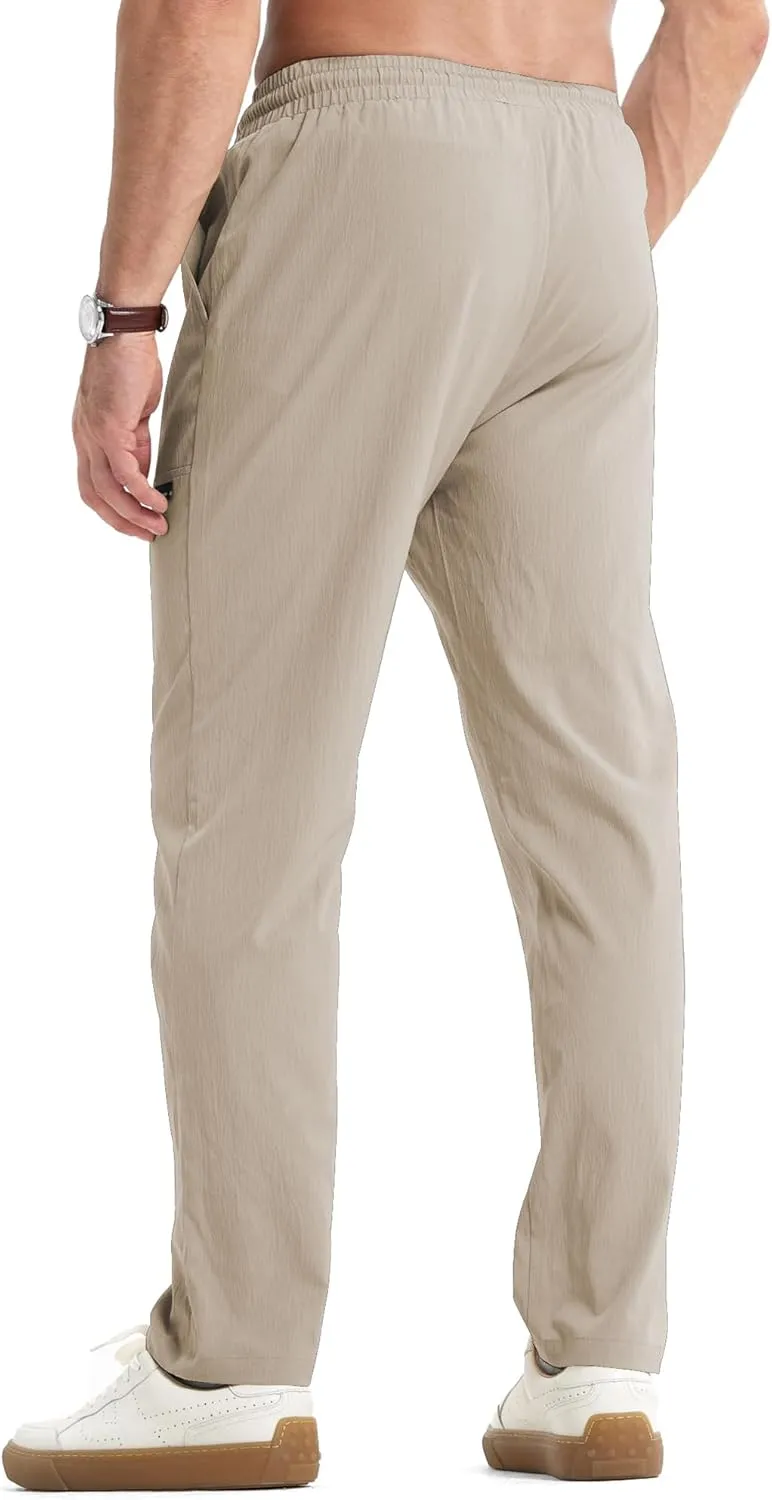 JMIERR Mens Casual Lightweight Pants Stretch Elastic Waist Drawstring Jogging Sweatpants Pants