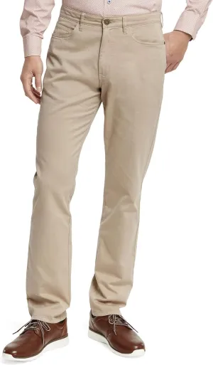 Johnston & Murphy Five-Pocket Casual Pants for Men  Slim Fit  Straight Leg  Five Pocket Construction  Blended Pima Cotton Khaki 40 32