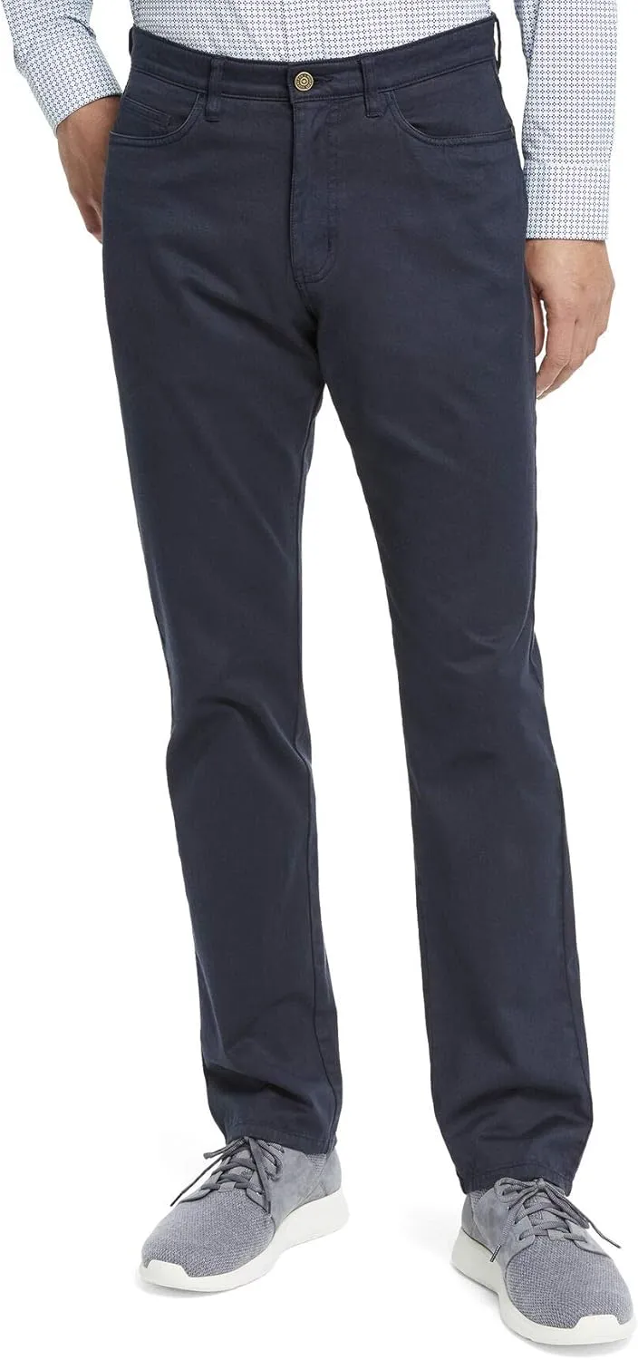 Johnston & Murphy Five-Pocket Casual Pants for Men  Slim Fit  Straight Leg  Five Pocket Construction  Blended Pima Cotton Navy 40 32