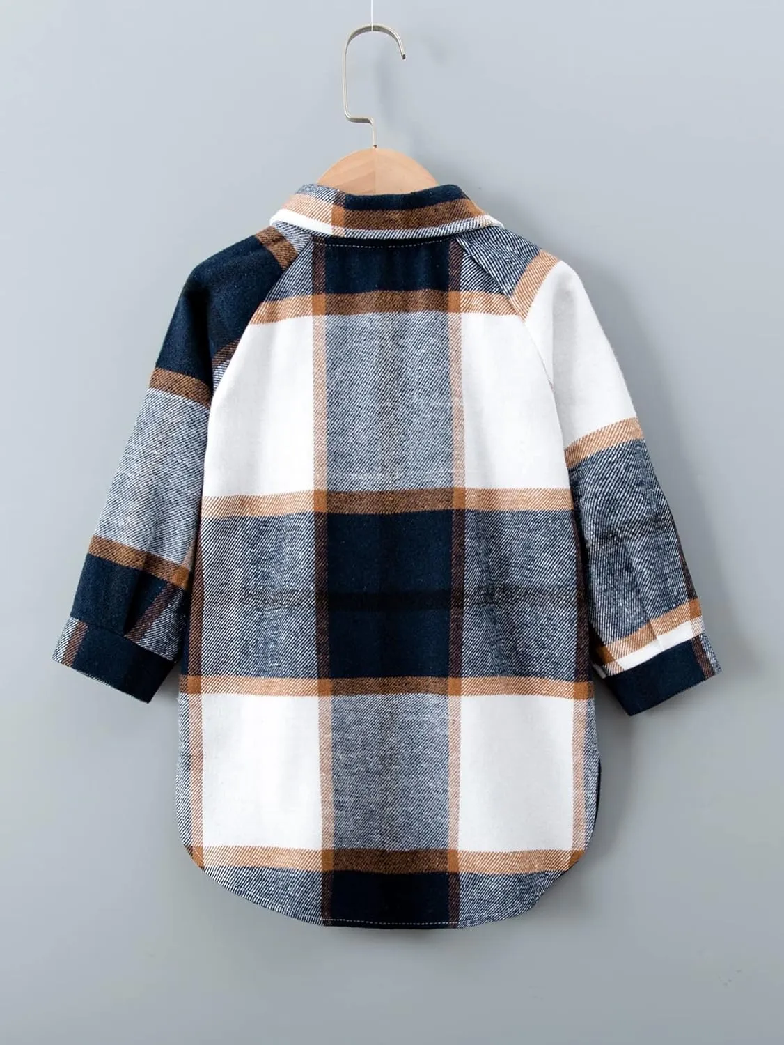 Kids Little Baby Plaid Flannel Shirt Casual Lapel Button Down Shirts Toddler Long Sleeve Plaid Blouses Coats Jackets