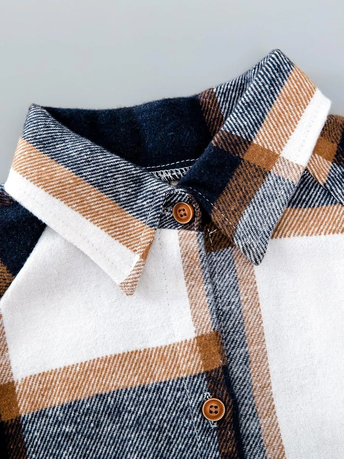 Kids Little Baby Plaid Flannel Shirt Casual Lapel Button Down Shirts Toddler Long Sleeve Plaid Blouses Coats Jackets