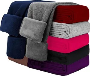 Kiench Girls Winter Leggings Fleece Lined Kids Warm Cotton Pants Pack of 2