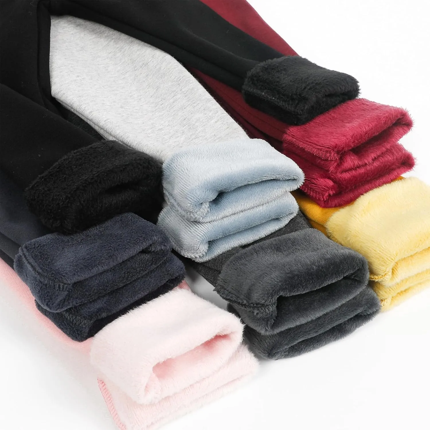 Kiench Girls Winter Leggings Fleece Lined Kids Warm Cotton Pants Pack of 2