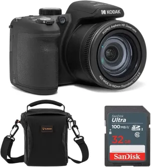 KODAK PIXPRO AZ405-BK 20MP Digital Camera 40X Optical Zoom 24mm Wide Angle Lens Optical Image Stabilization 1080P Full HD Video 3" LCD Vlogging Camera. Bundle with SD Card and Camera Bag