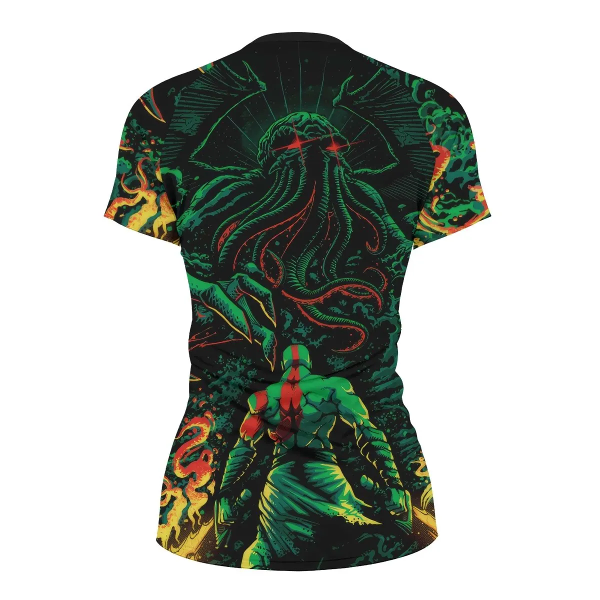 Kratos Versus Cthulhu Women's Short Sleeve Rash Guard
