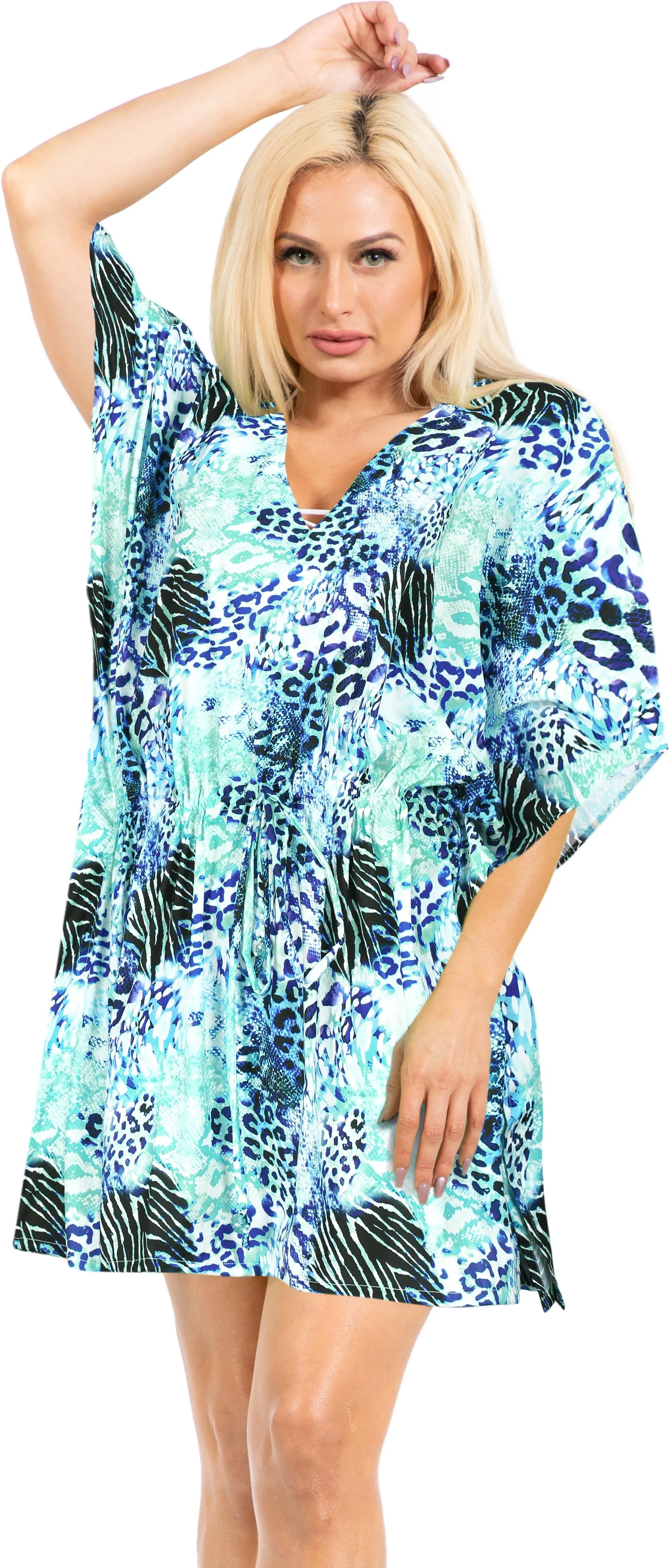 La Leela Women's Likre Animal Printed Beach Cover Up- One Size Fits The Most (3X-4X)