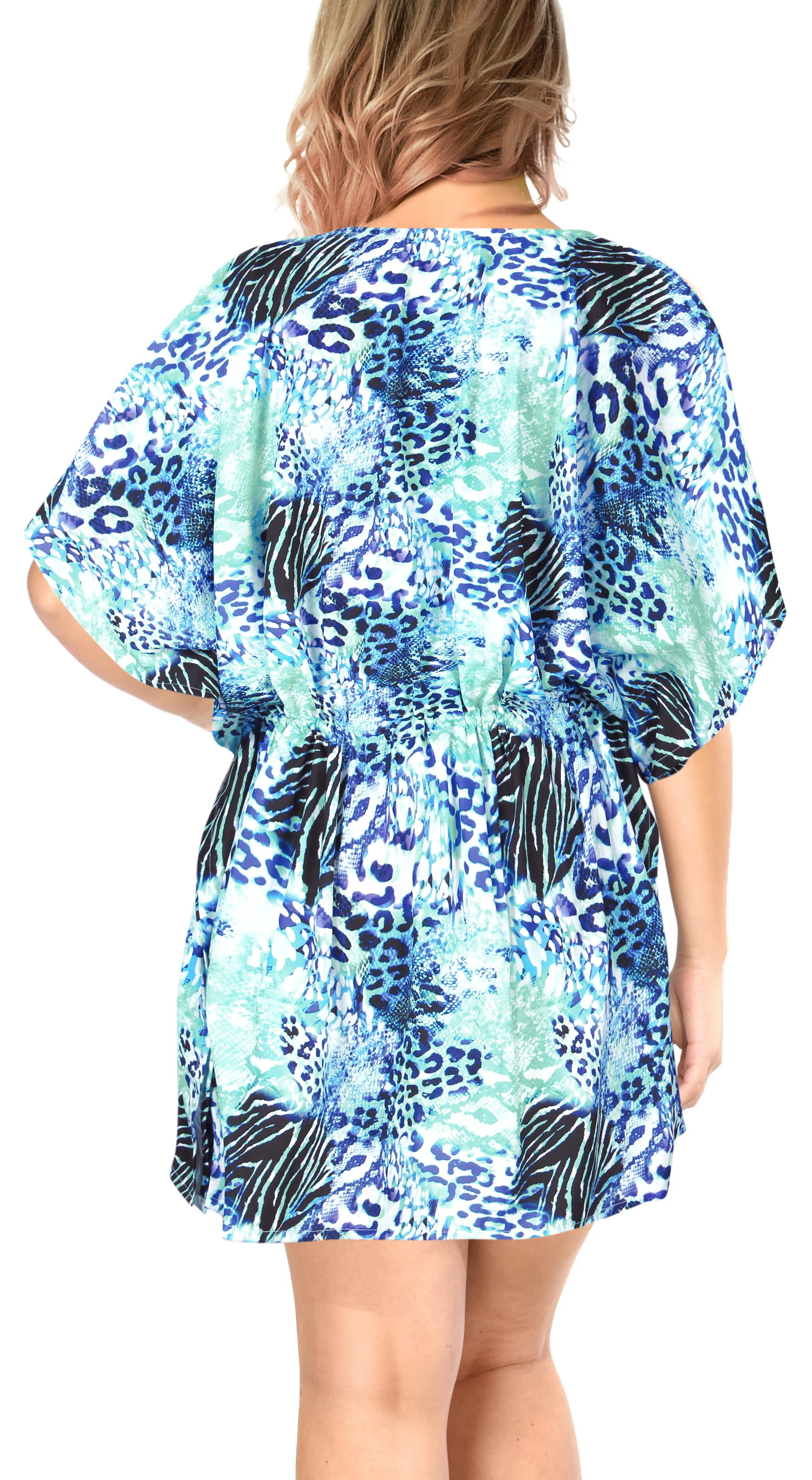 La Leela Women's Likre Animal Printed Beach Cover Up- One Size Fits The Most (3X-4X)
